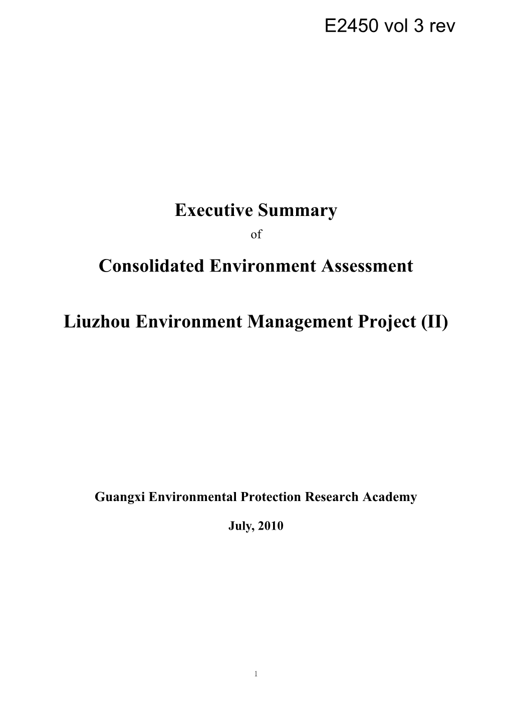 Liuzhou Environment Management Project (II)