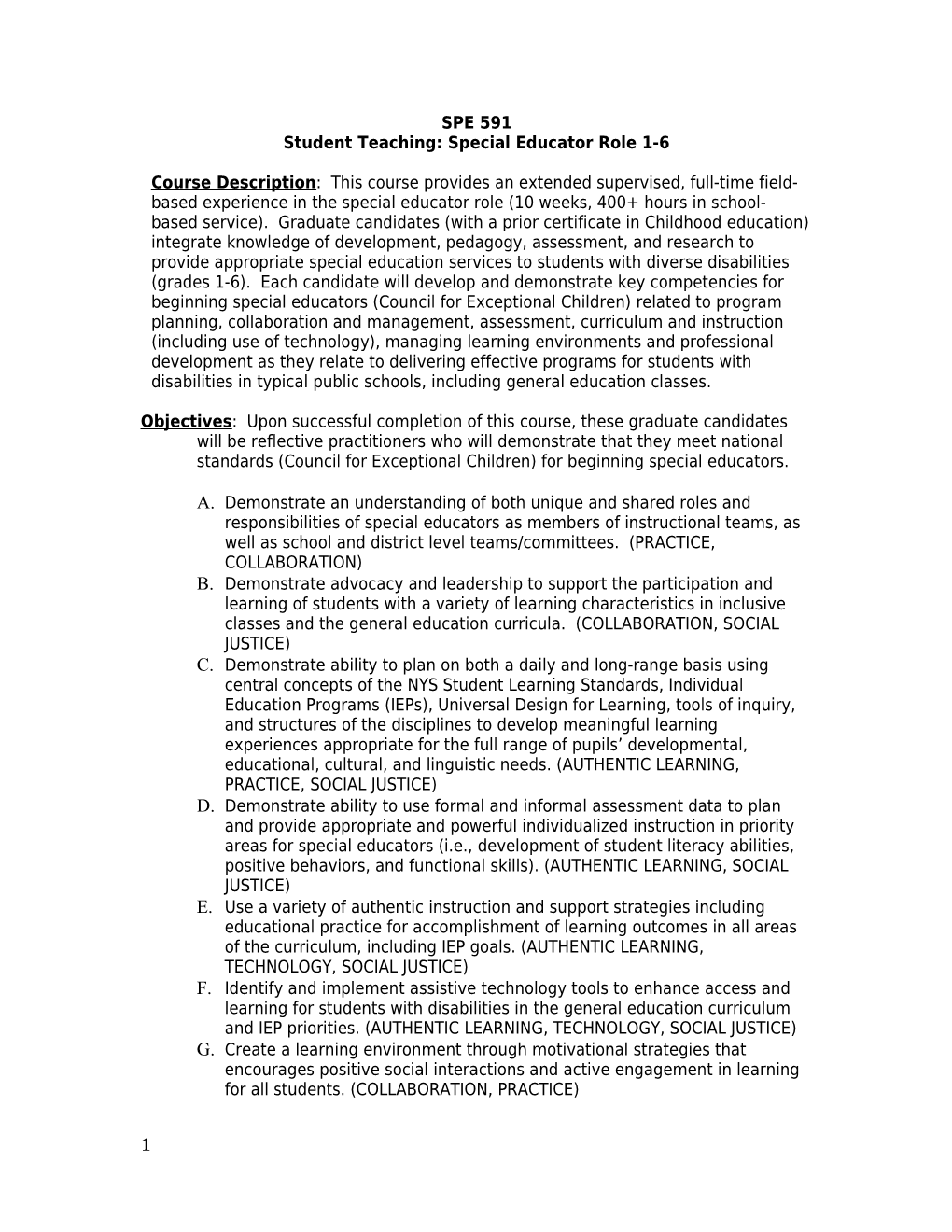 Student Teaching: Special Educator Role 1-6