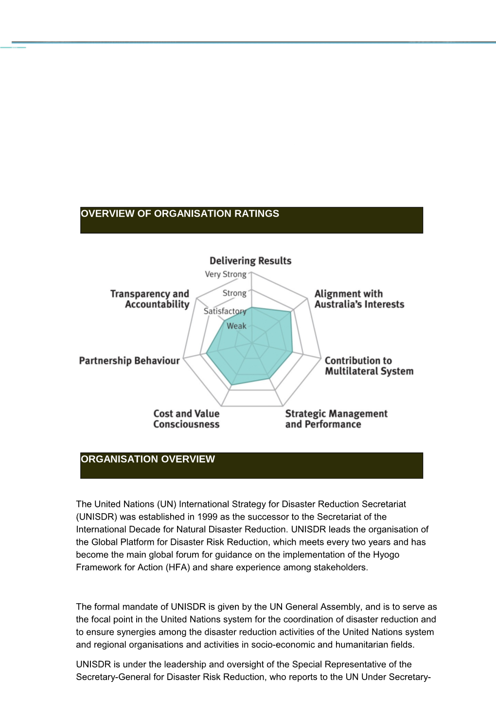 United Nations International Strategy for Disaster Reduction Secretariat (Unisdr)