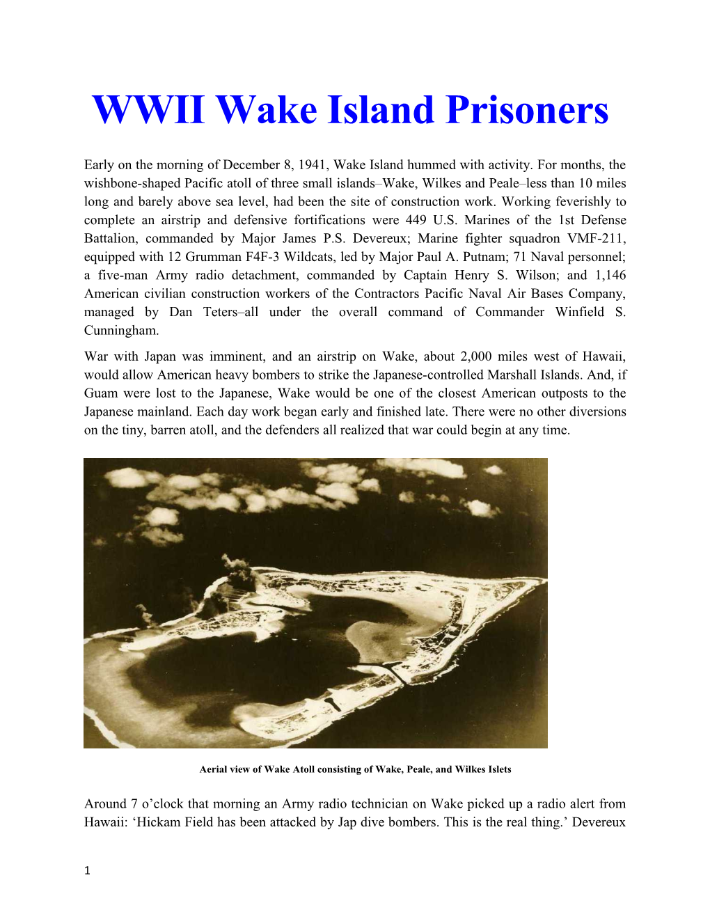 WWII Wake Island Prisoners