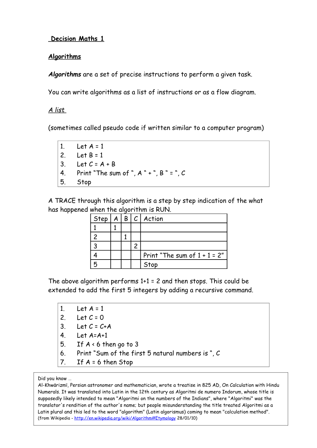 Algorithms Are a Set of Precise Instructions to Perform a Given Task