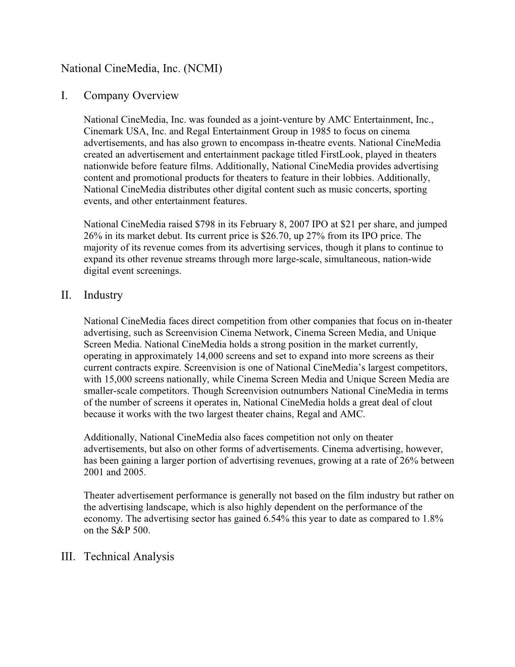 National Cinemedia, Inc. (NCMI)