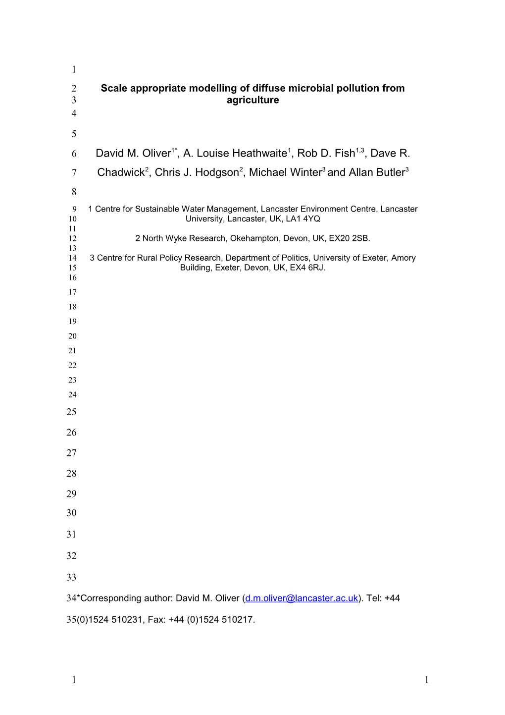 Scale Appropriate Modelling of Diffuse Microbial Pollution from Agriculture