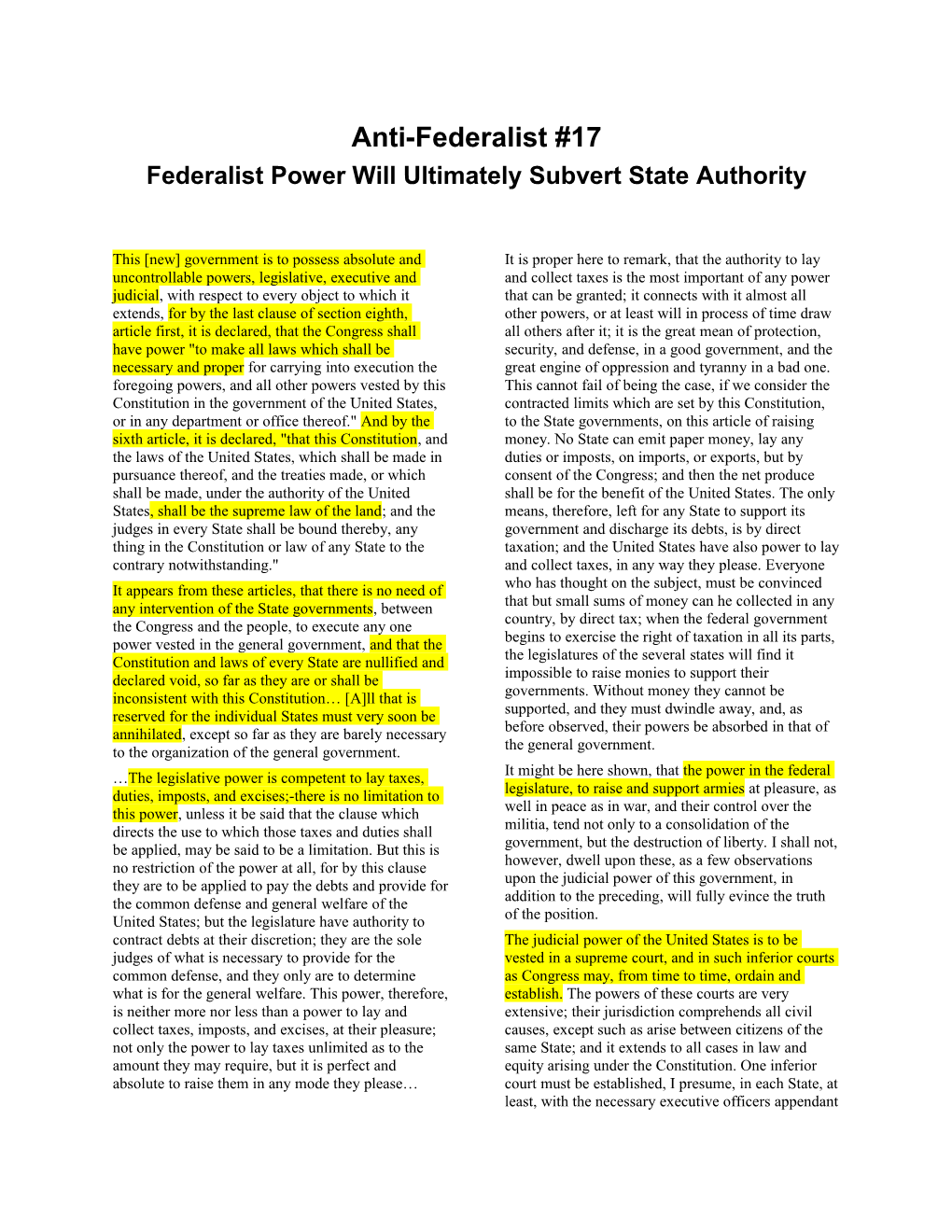 Federalist Power Will Ultimately Subvert State Authority