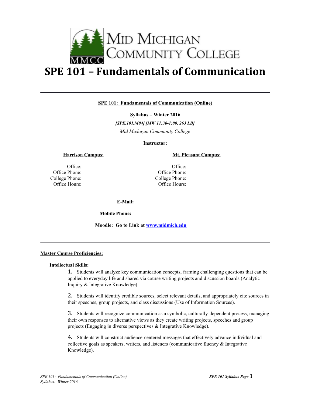 SPE 101: Fundamentals of Communication (Online)