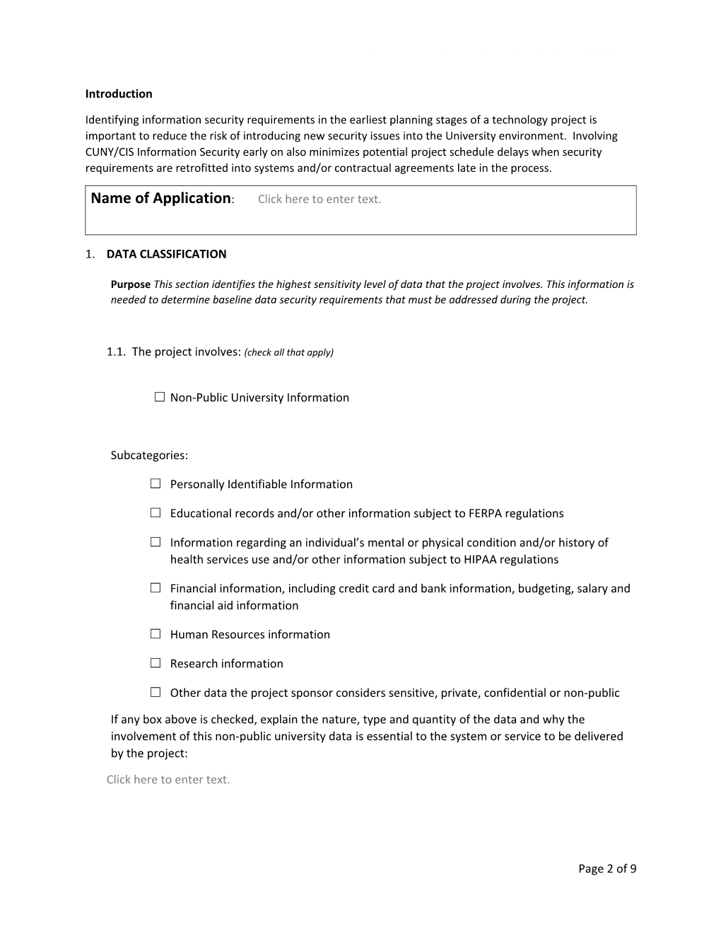 Information Security Review Questionnaire