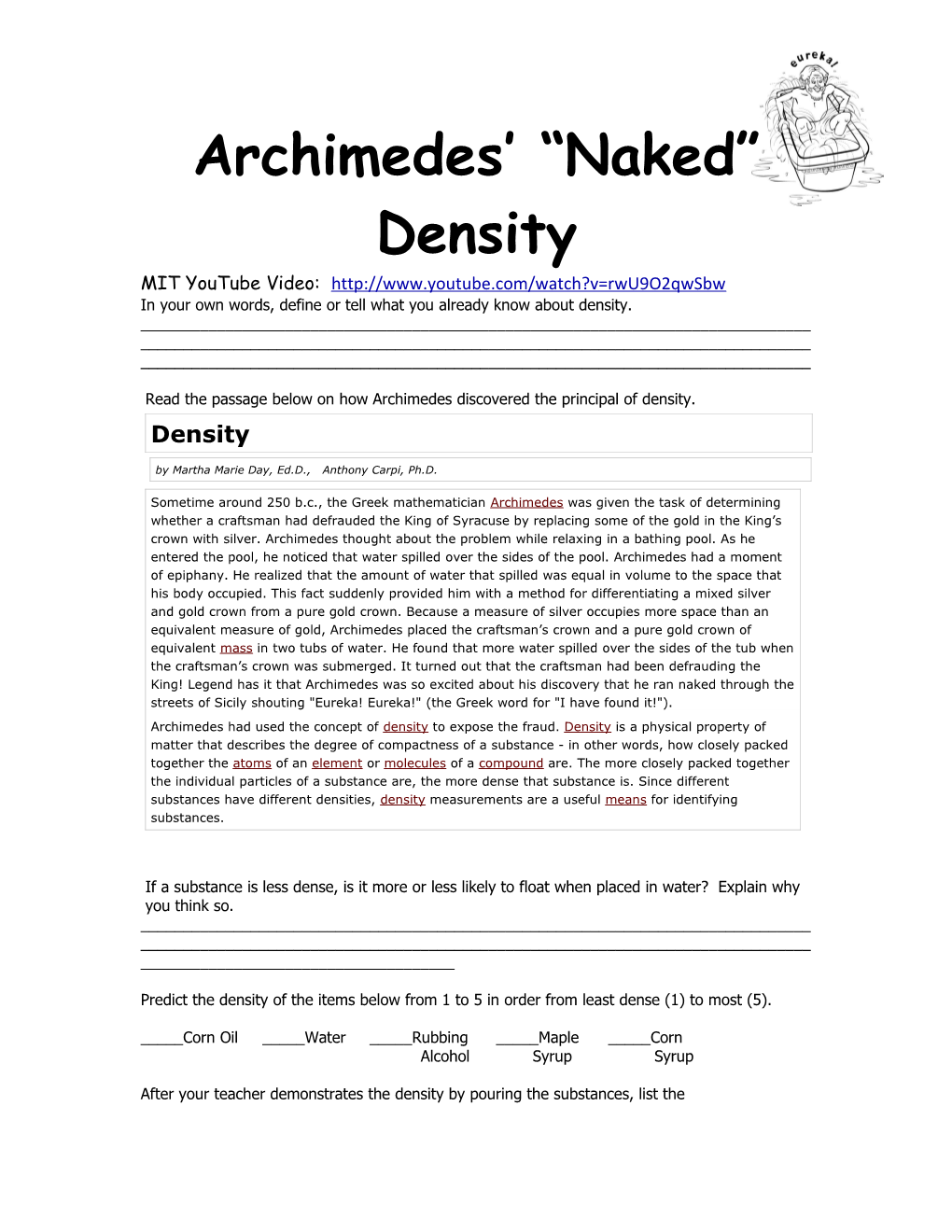 Archimedes Naked Density