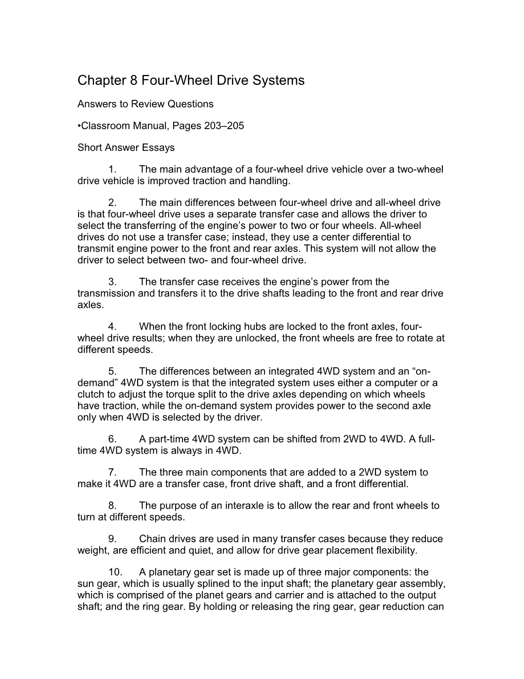 Chapter 8 Four-Wheel Drive Systems