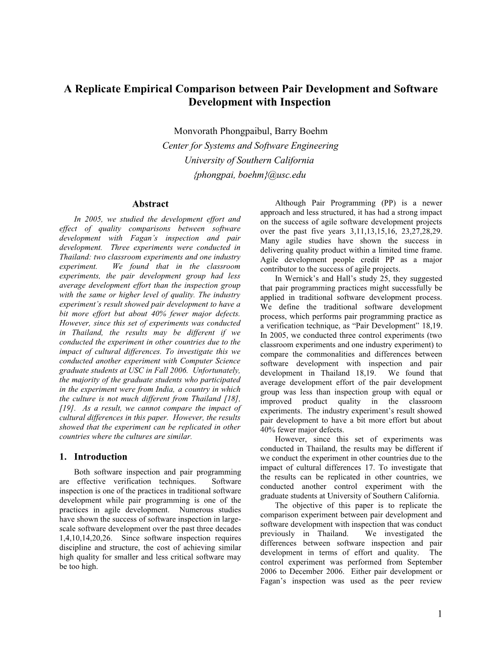 A Replicate Empirical Comparison Between Pair Development and Software Development With