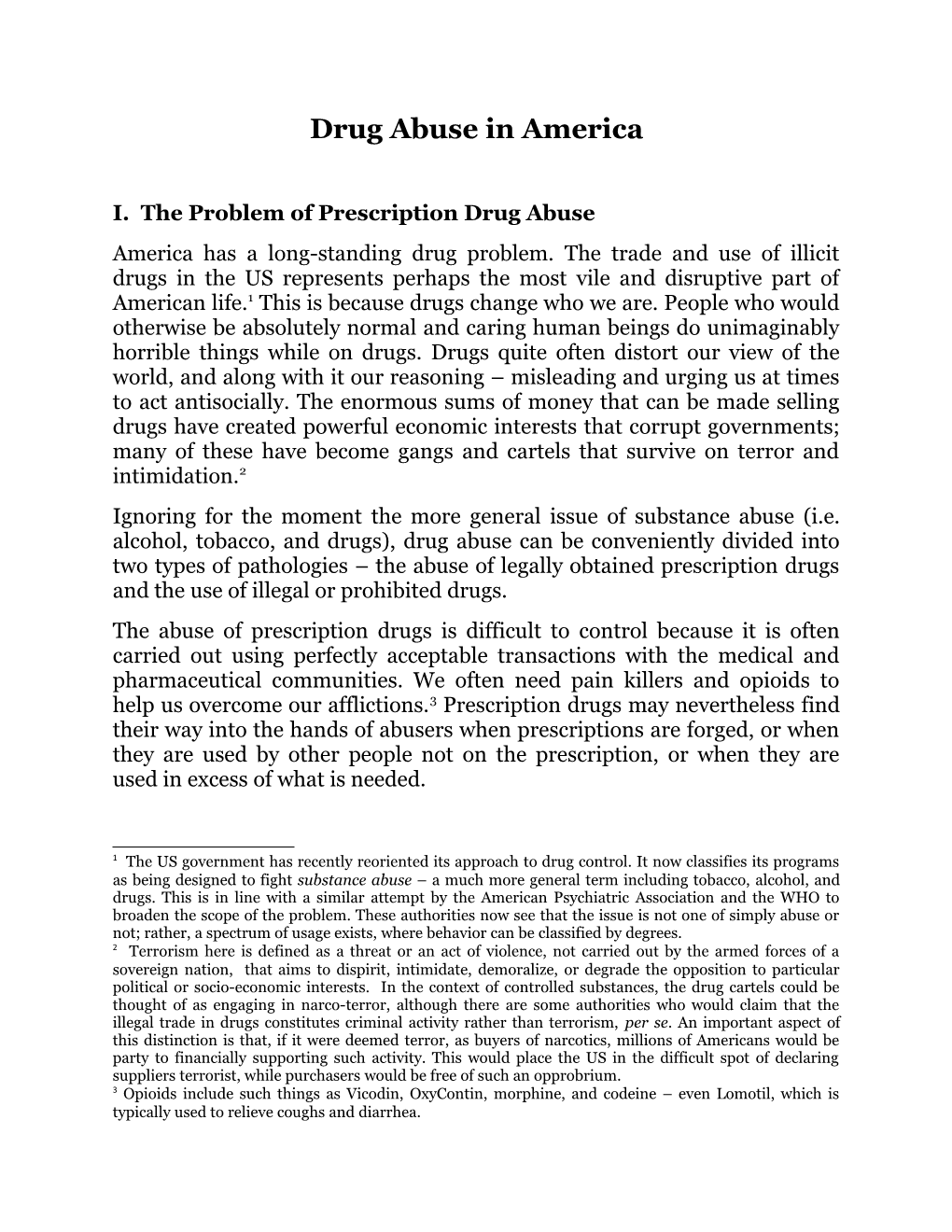 I. the Problem of Prescription Drug Abuse