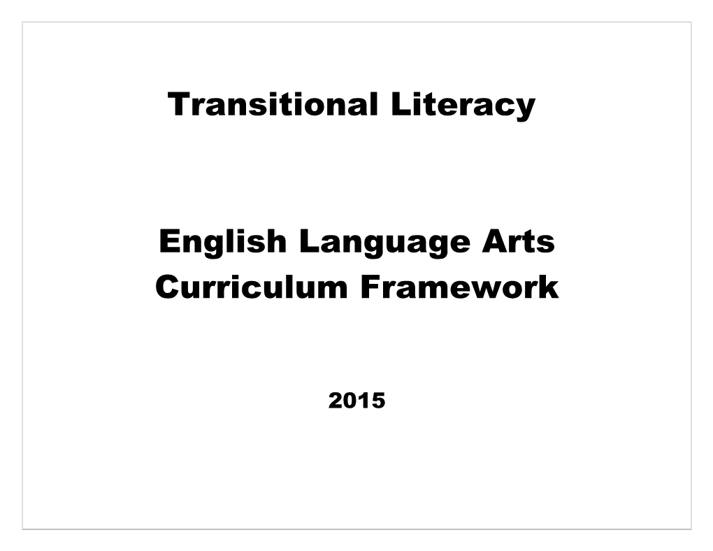 English Language Arts Curriculum Framework