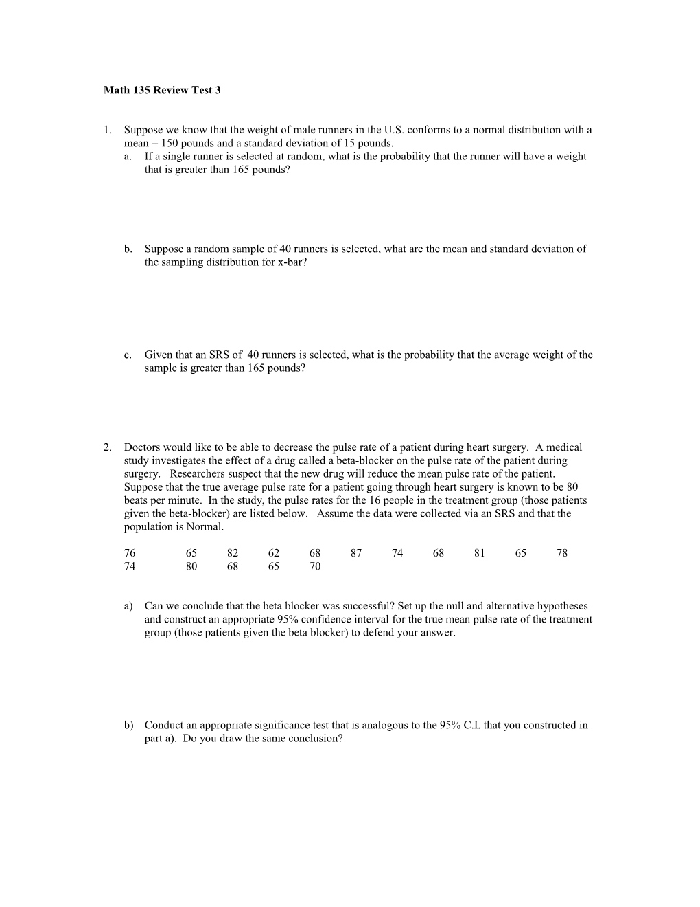 Math 135 Review Test 3