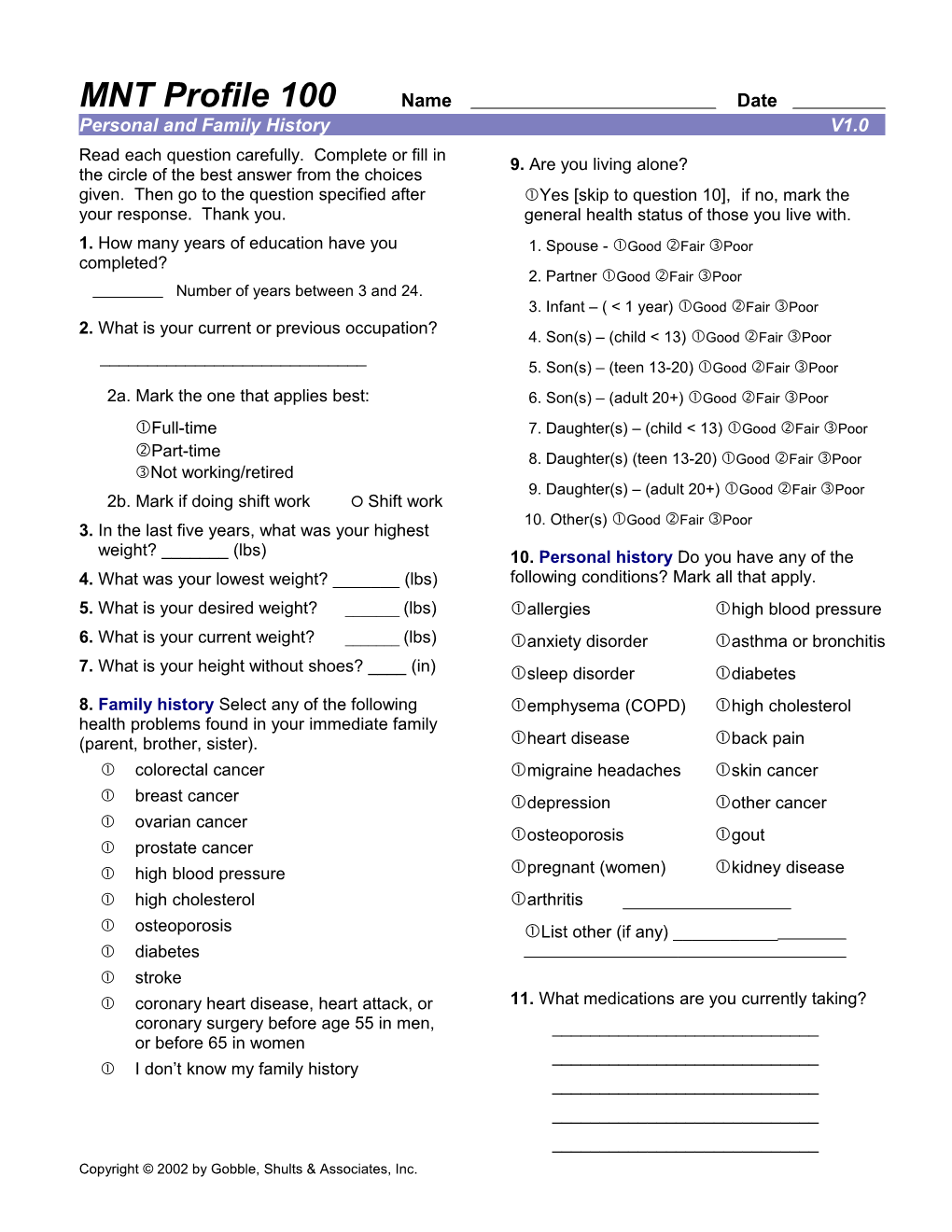 Health Improvement Opportuntity Profile