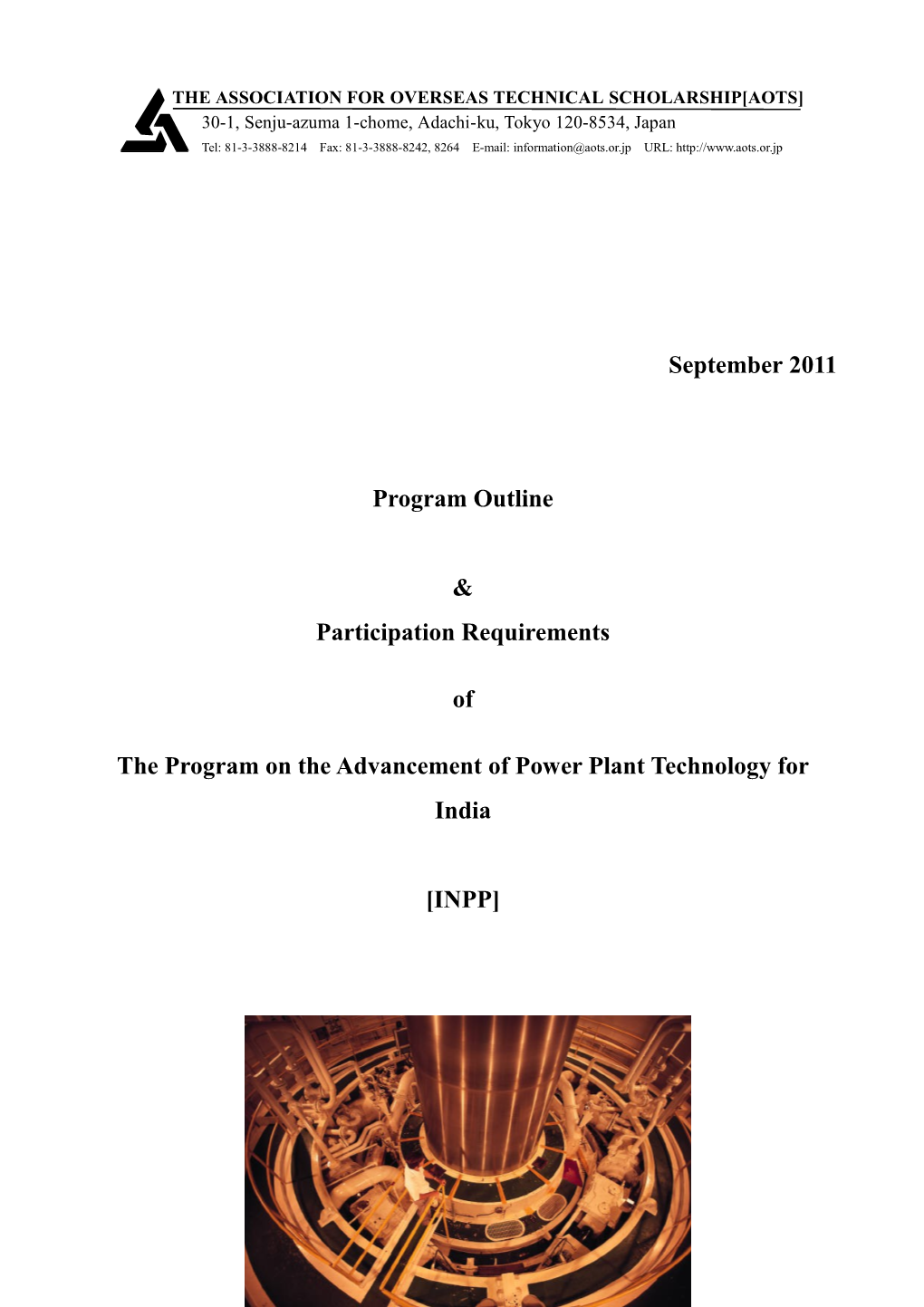 The Program on the Advancement of Power Plant Technology for India (INPP)