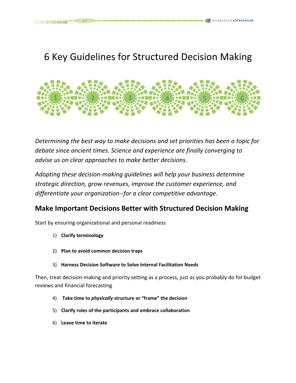 6 Key Guidelines for Structured Decision Making