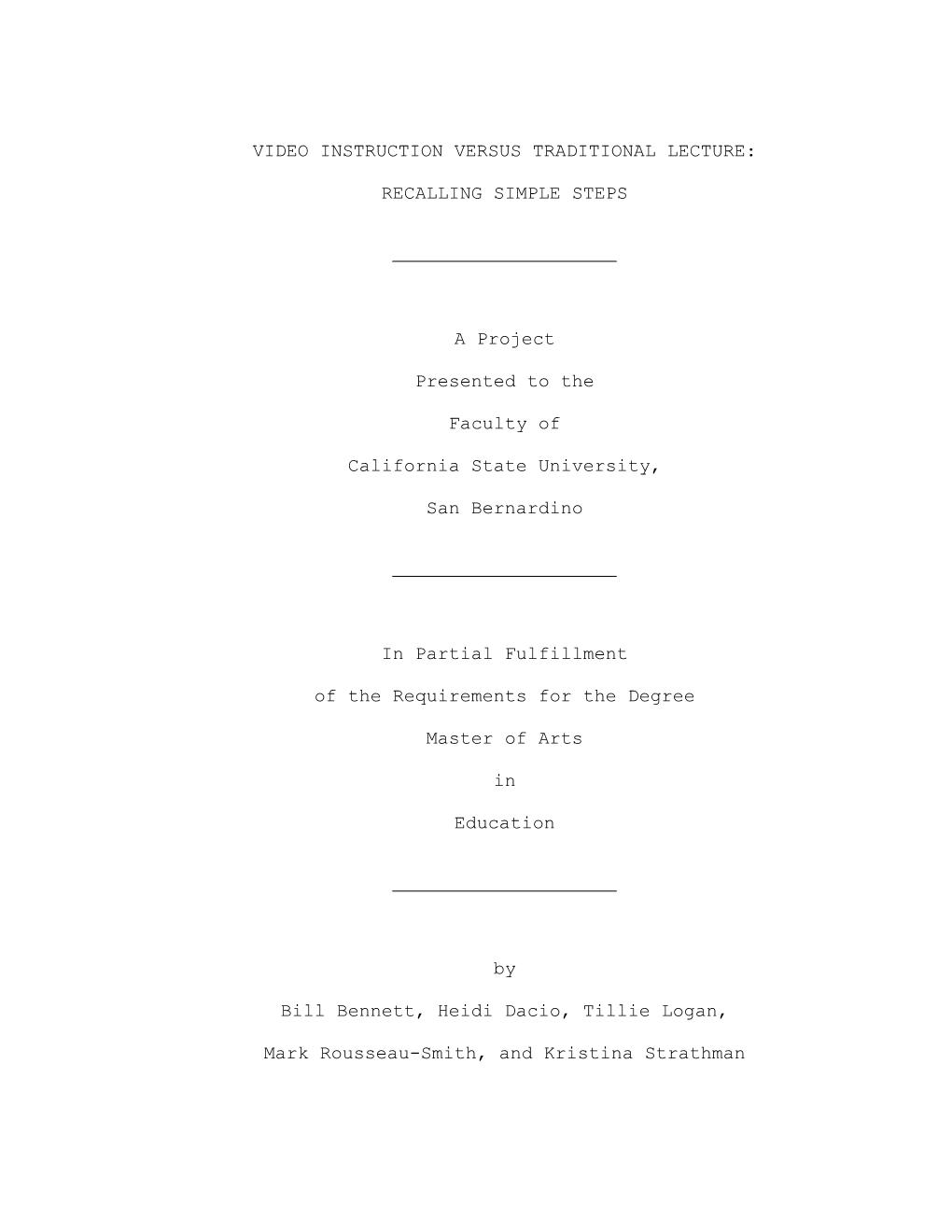 College of Education Thesis Template