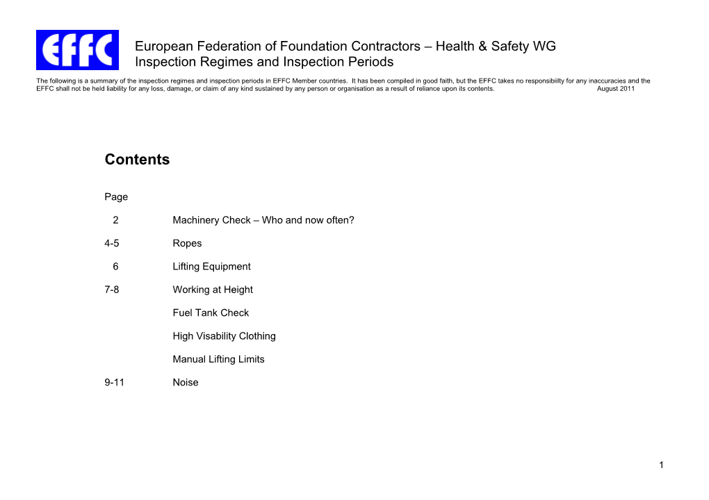 European Federation of Foundation Contractors Health & Safety WG