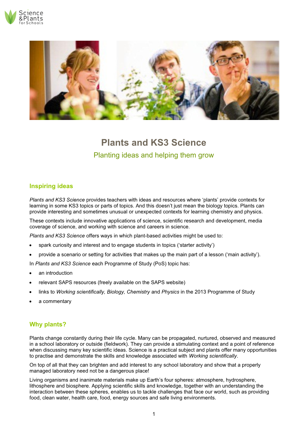 Plants and KS3 Science