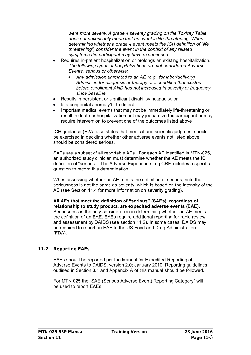 Section 11. Adverse Event Reporting and Safety Monitoring