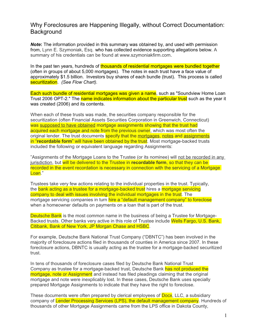 Why Foreclosures Are Happening Illegally, Without Correct Documentation: Background