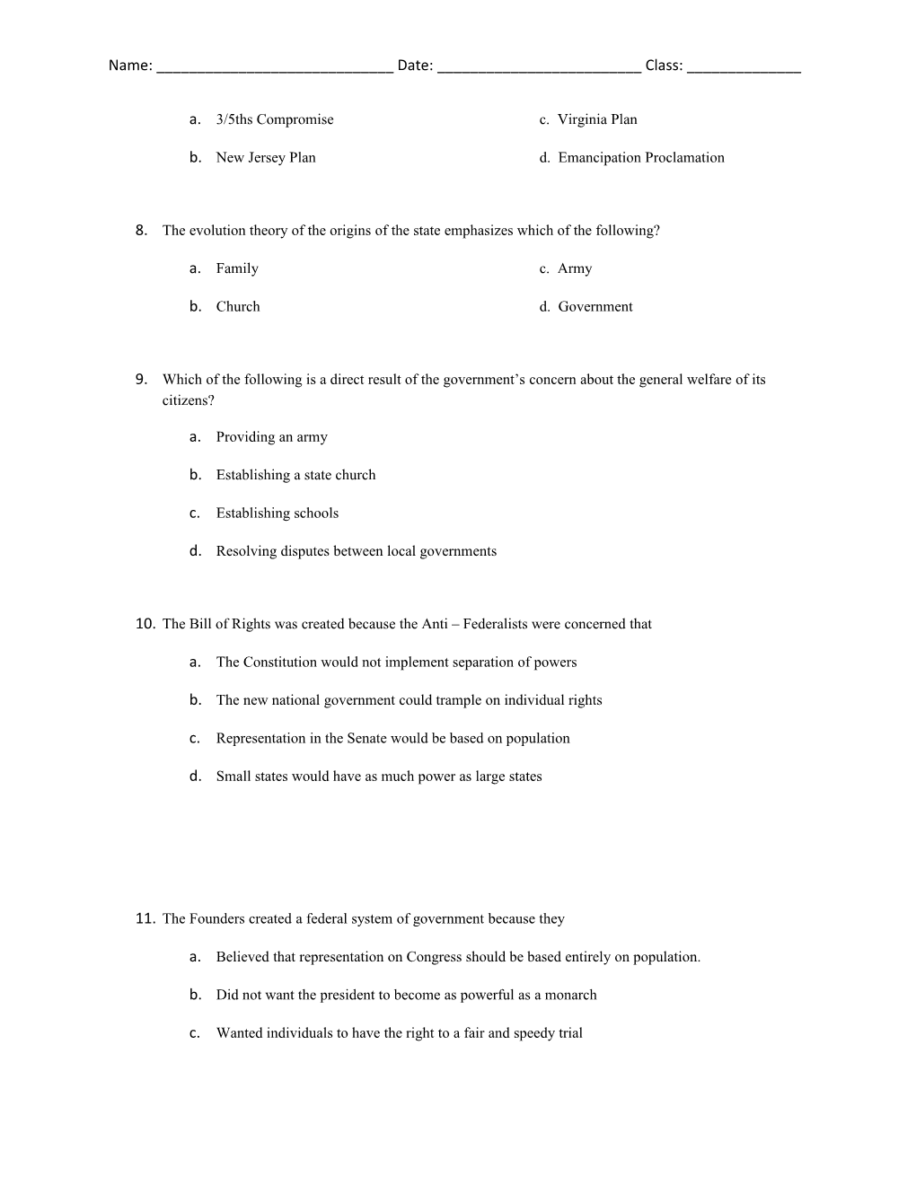 Foundations of American Government Exam (Ch.1, Ch.2, Ch.3, Ch.4)