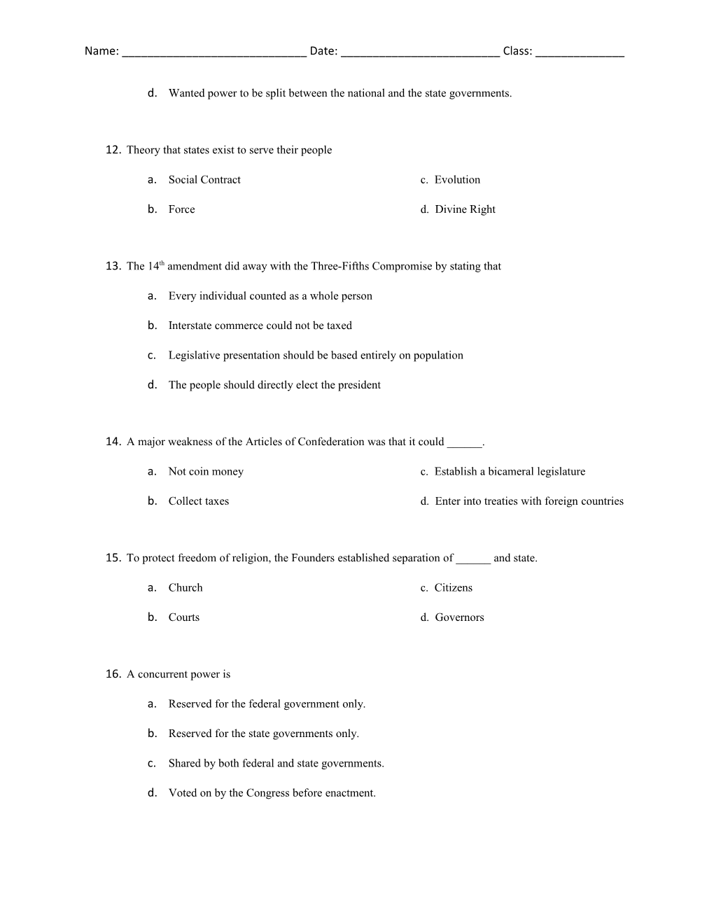 Foundations of American Government Exam (Ch.1, Ch.2, Ch.3, Ch.4)