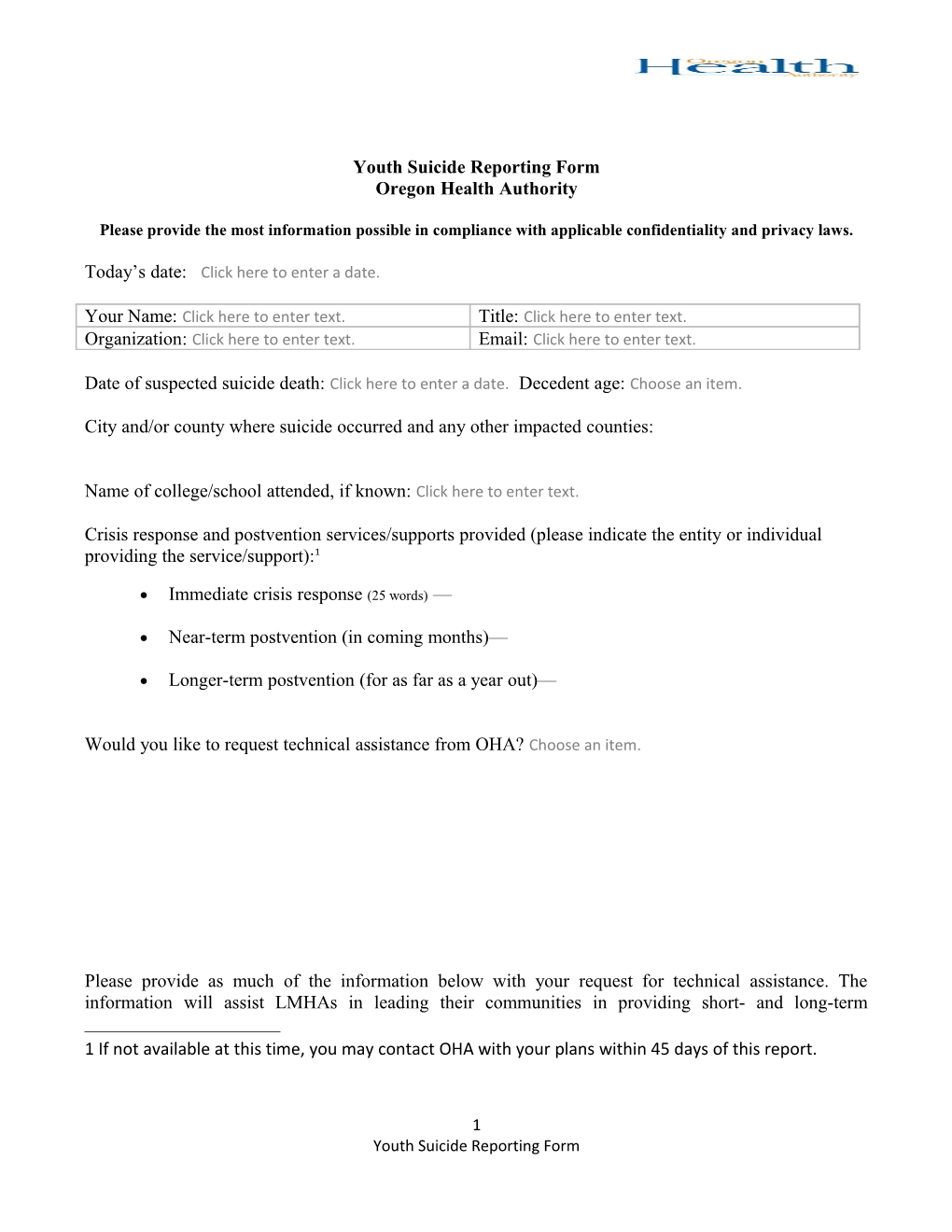 Youth Suicide Reporting Form Final 12-2016 (Updated)