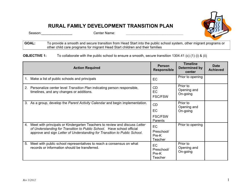 OBJECTIVE 1: to Collaborate with the Public School to Ensure a Smooth, Secure Transition