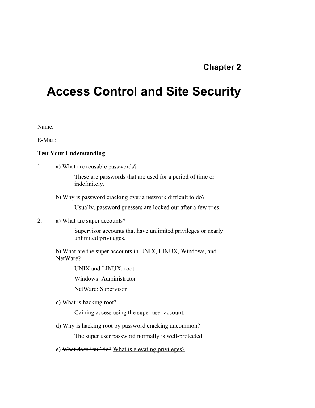 Access Control and Site Security