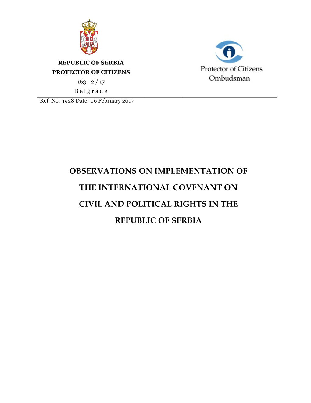 Observations on Implementation of the International Covenant on Civil and Political Rights