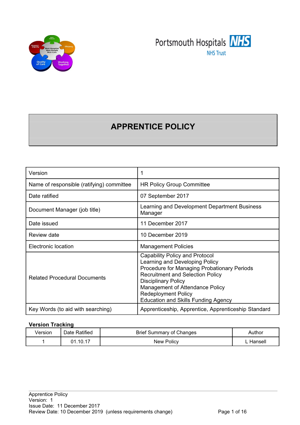 Apprentice Policy