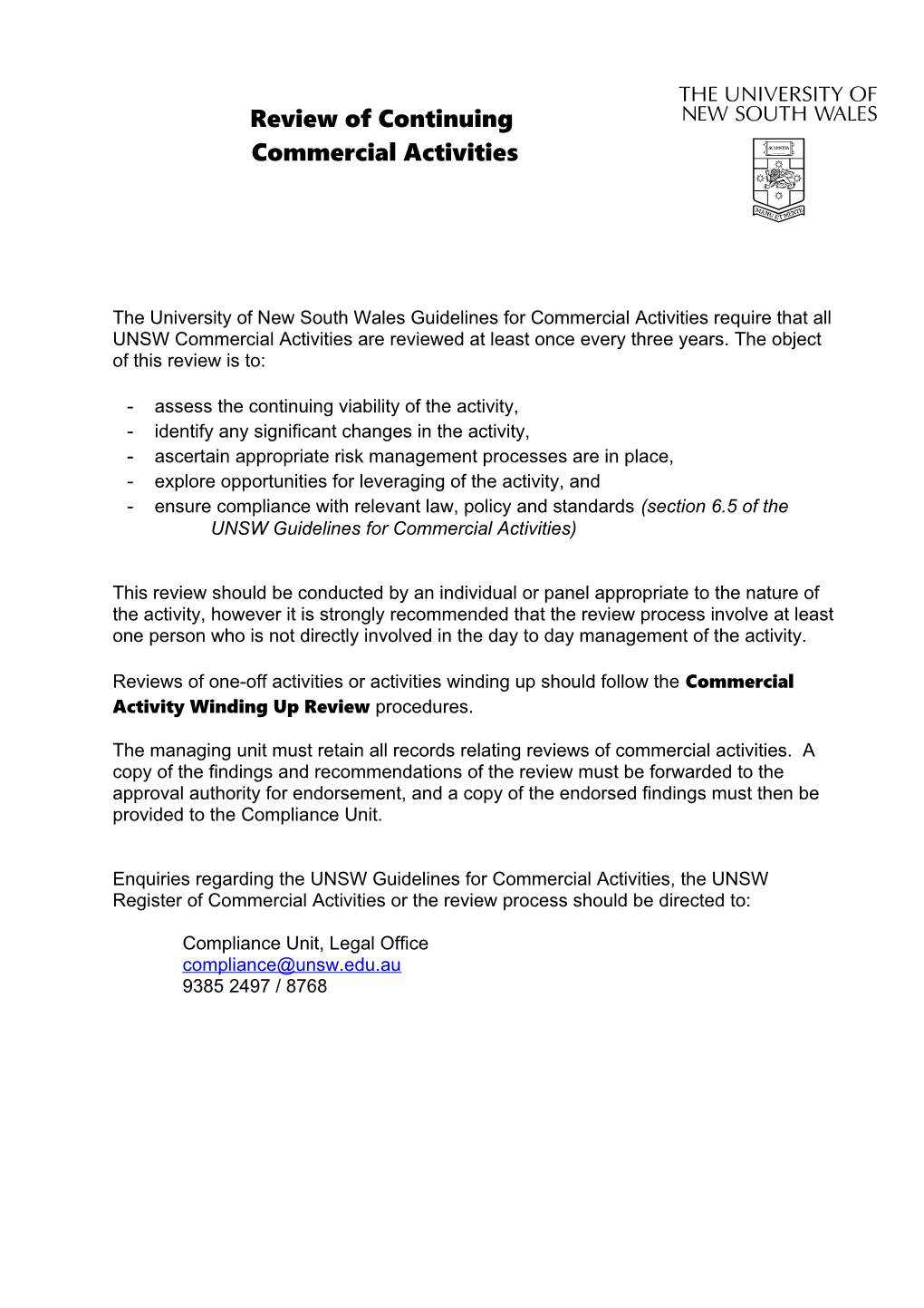 Register of Commercial Activities