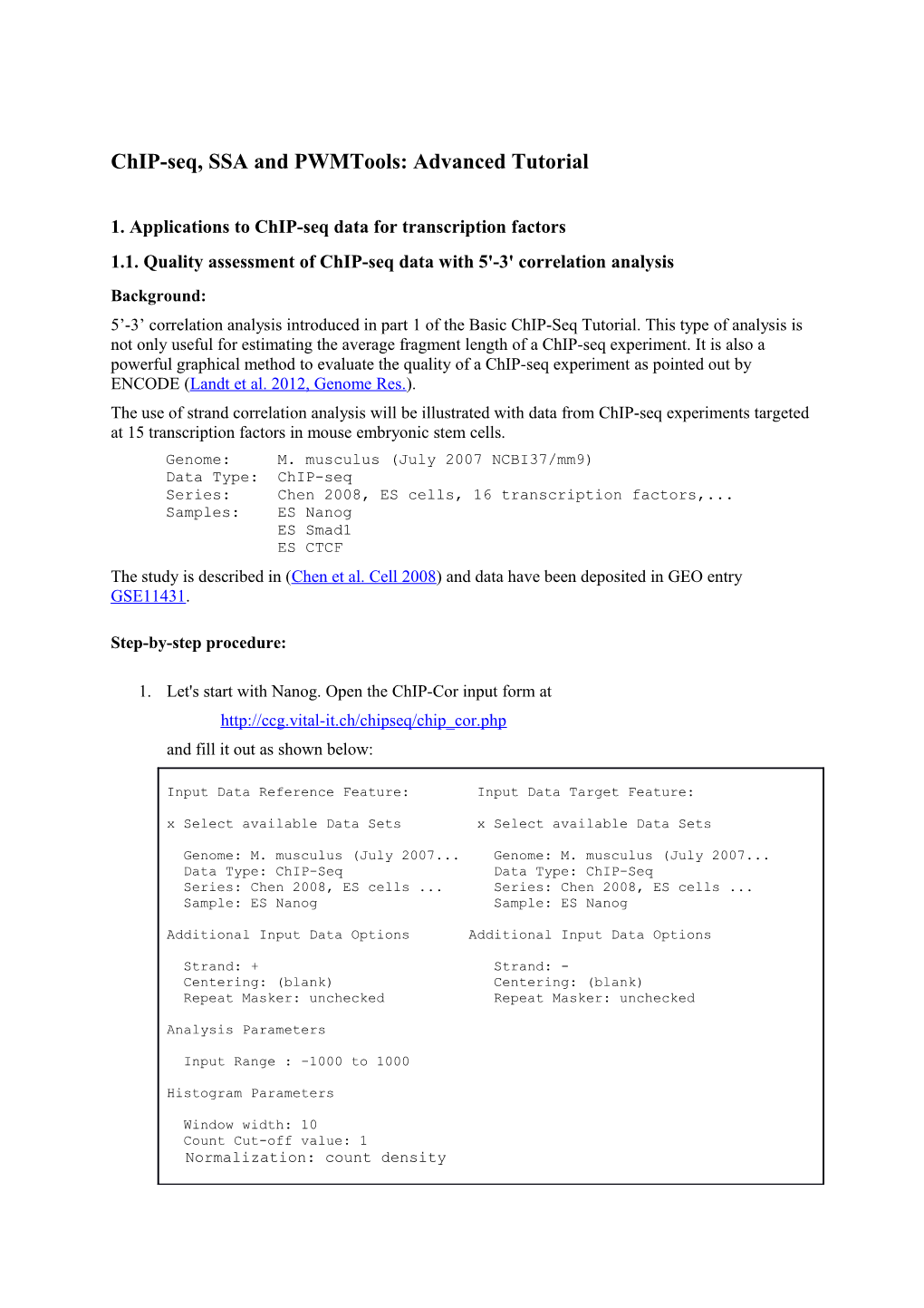 Chip-Seq, SSA and Pwmtools:Advanced Tutorial