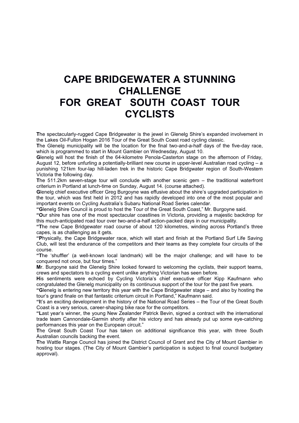 Cape Bridgewater a Stunning Challenge