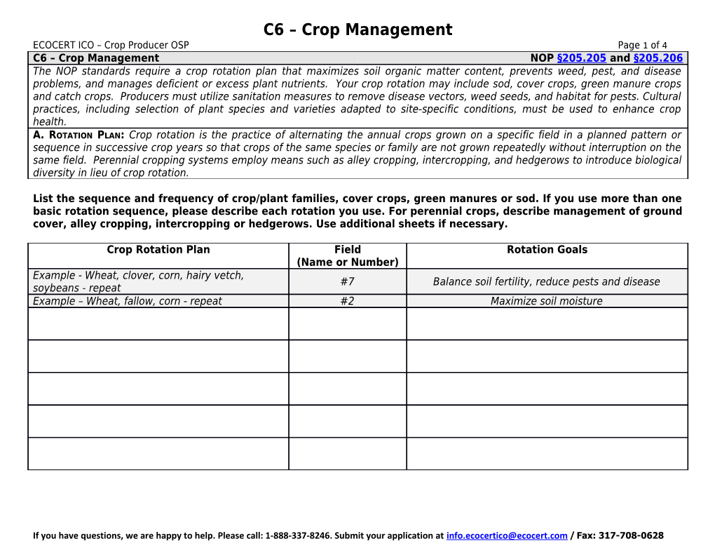 C6 Crop Management