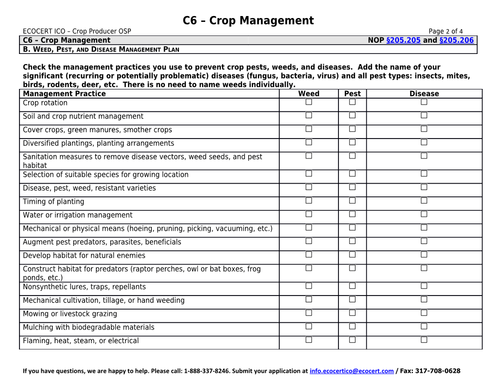 C6 Crop Management