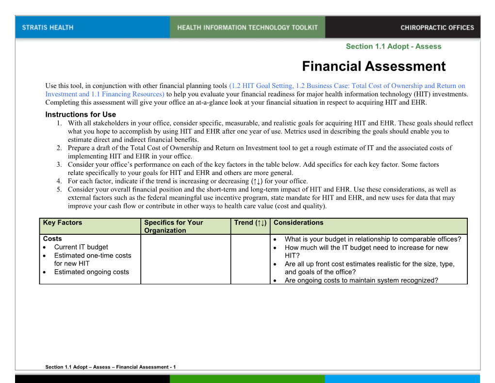 Financial Assessment