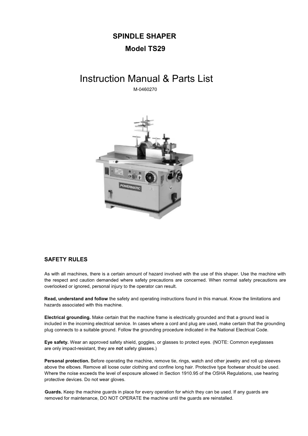 Instruction Manual & Parts List