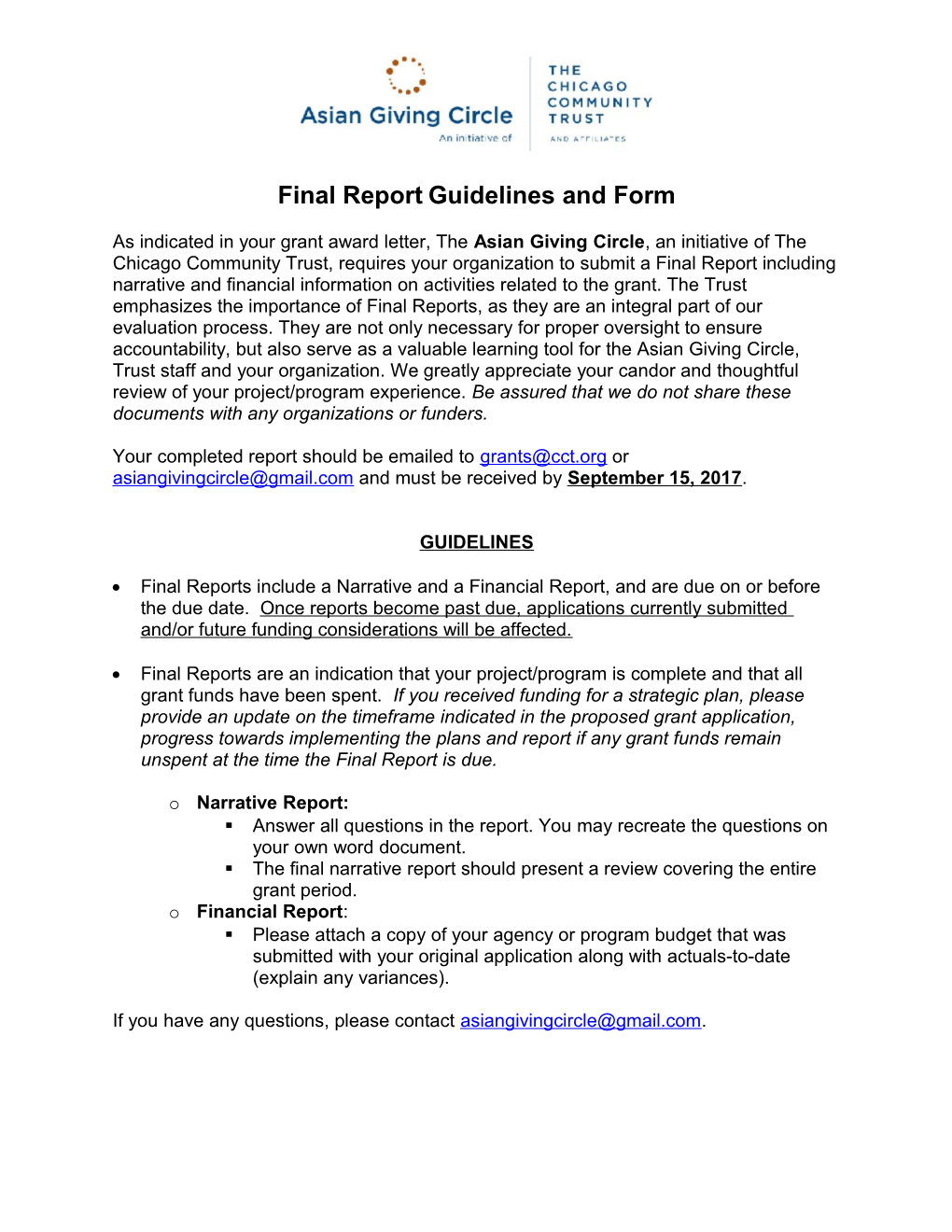 Final Reportguidelines and Form