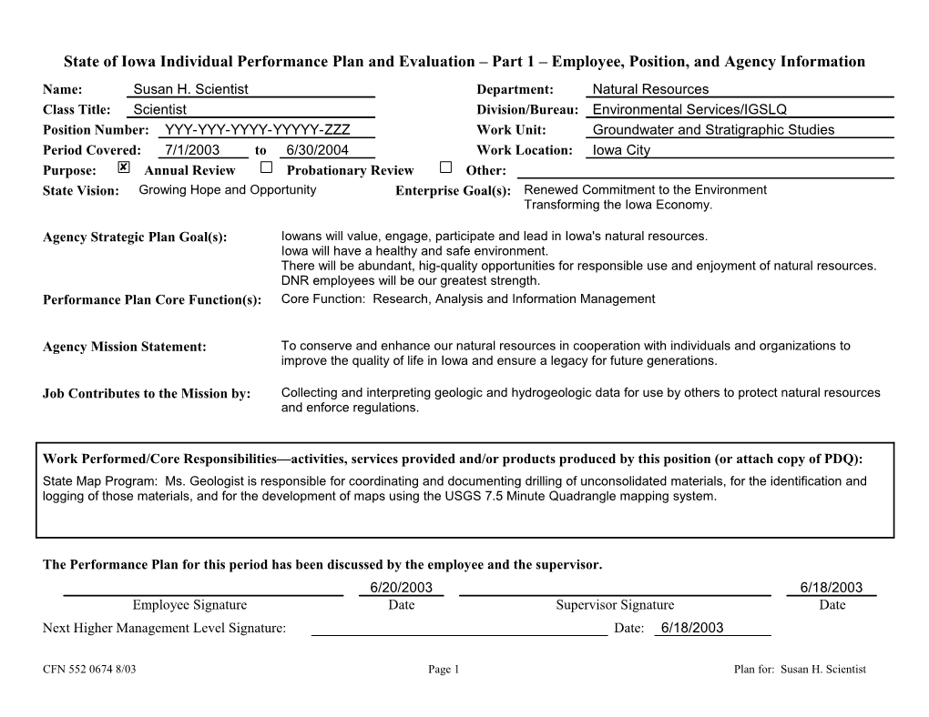 Performance Plan and Evaluation Overview