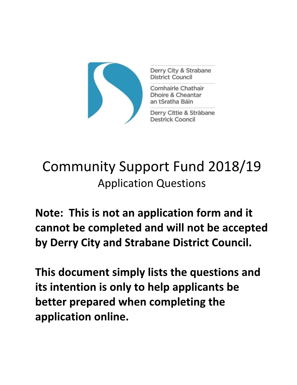 Communitysupport Fund 2018/19
