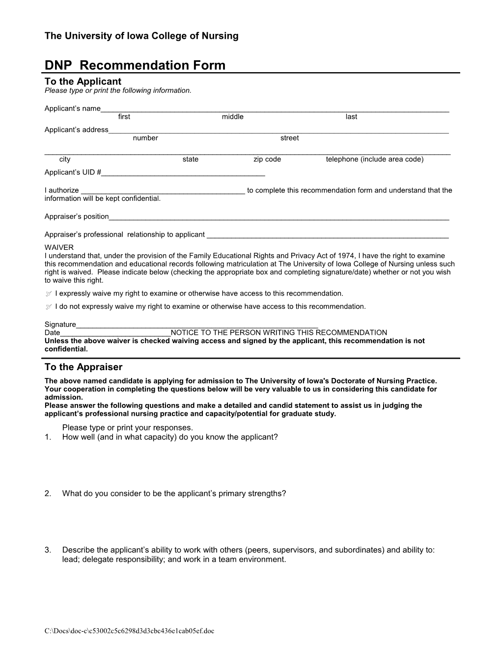 The University of Iowa Anesthesia Nursing Student Clinical Evaluation