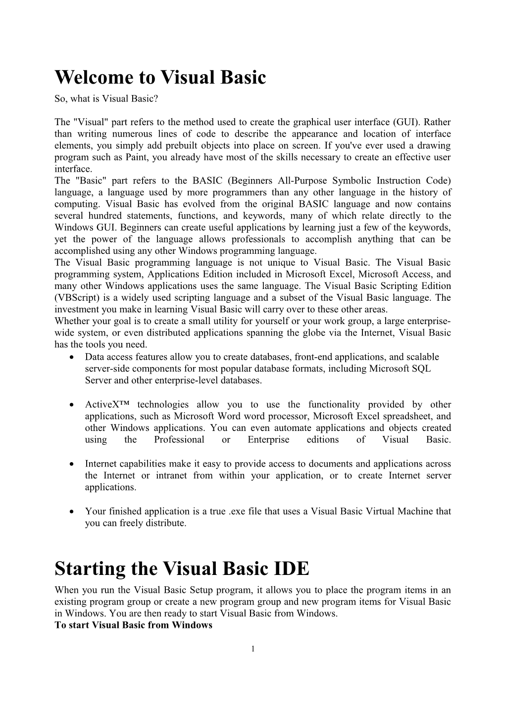 Welcome to Visual Basic