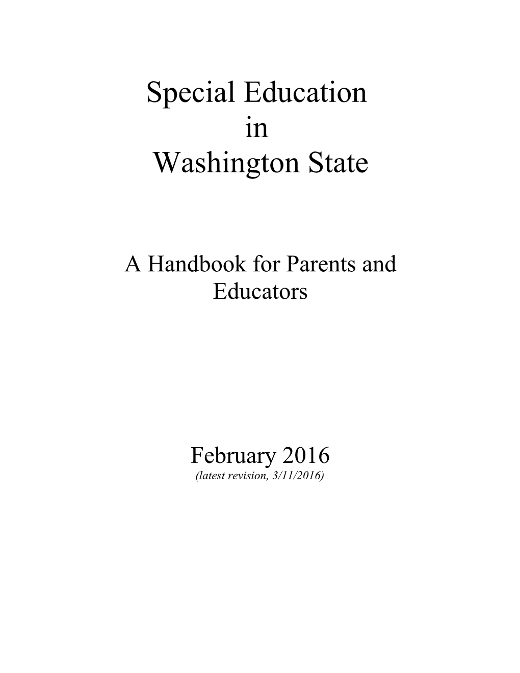 A Handbook for Parents and Educators