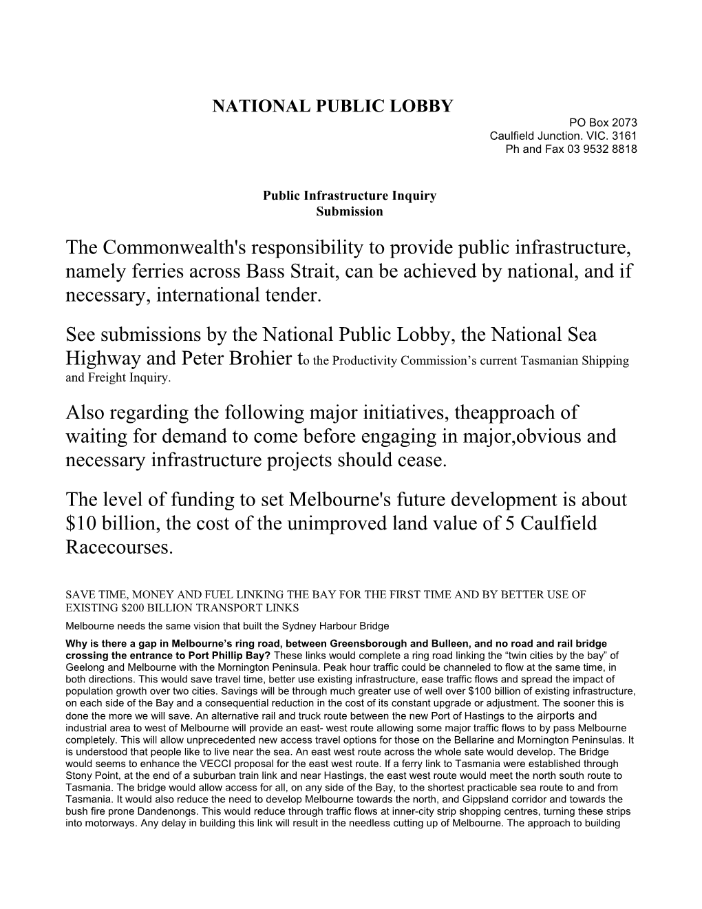 Submission 80 - National Public Lobby - Public Infrastructure - Public Inquiry