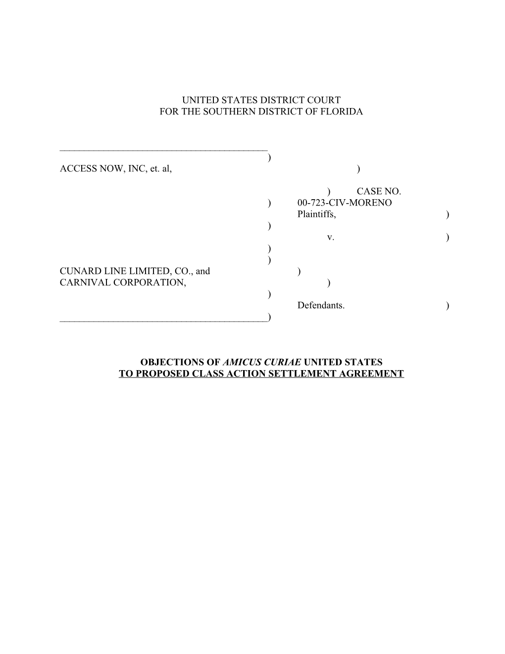 Access Now, Inc. V. Cunard Line Ltd. and Carnival Corp