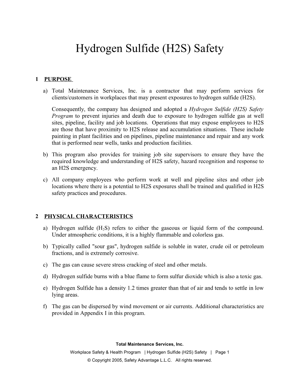 Hydrogen Sulfide Awareness