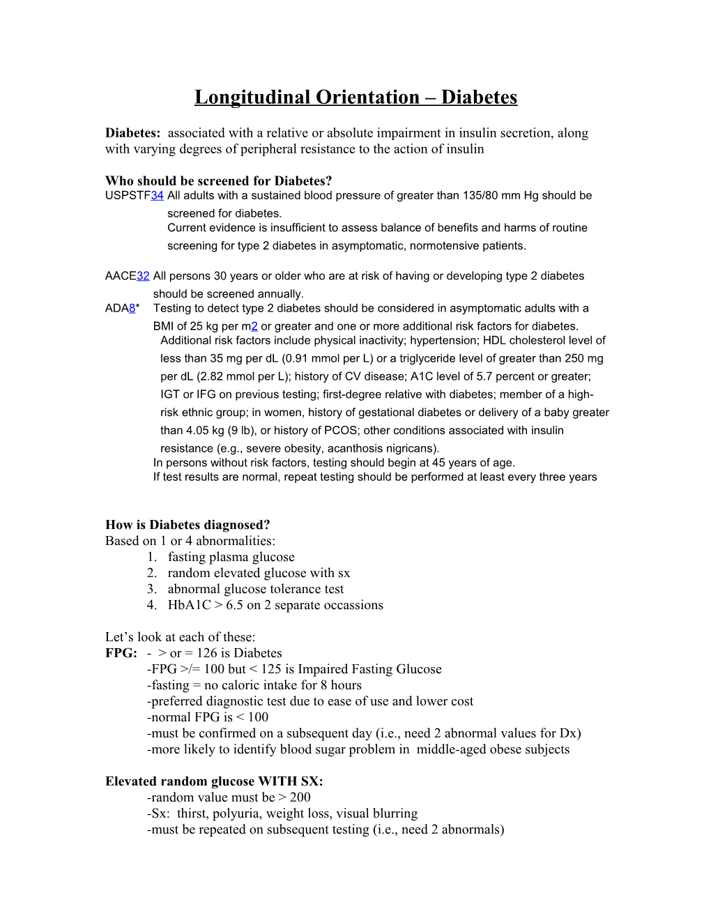 Longitudinal Orientation Diabetes