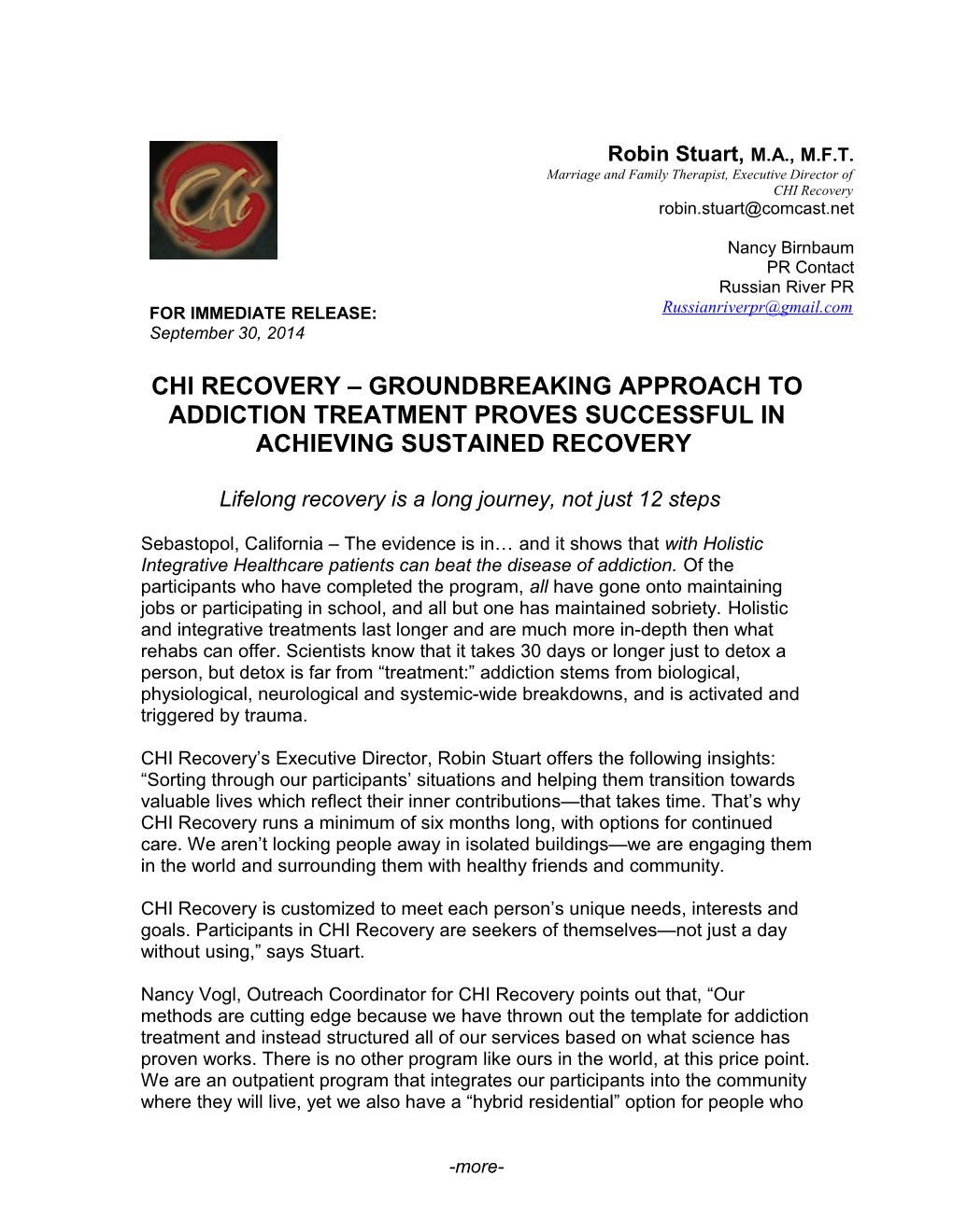 Chi Recovery Groundbreaking Approach to Addiction Treatment Proves Successful In