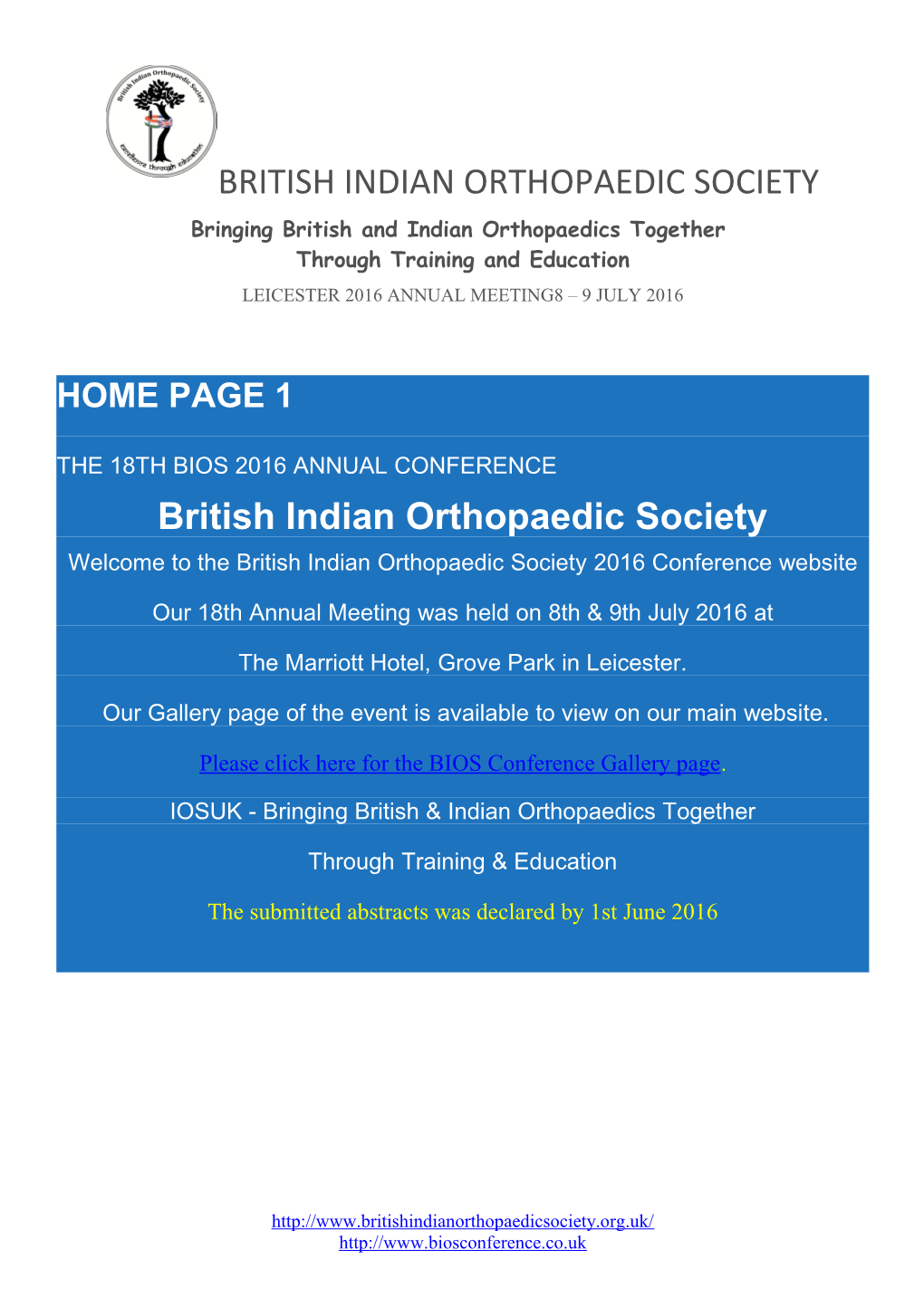 The 18Th Bios 2016 Annual Conference